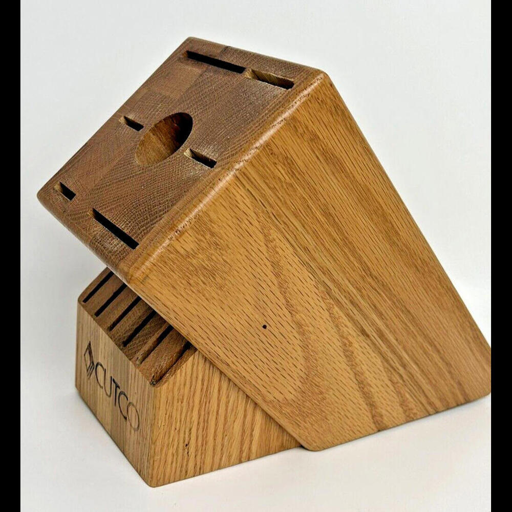 Cutco Galley Brown Wood Knife Block ONLY #1744 Honey Oak Finish 13 Slots Total